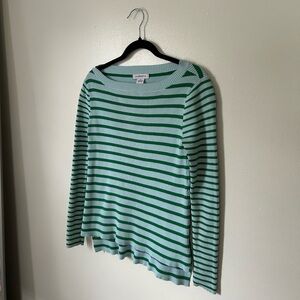 Liz Claiborne Mint and Kelly Green Striped Long-Sleeve Top
